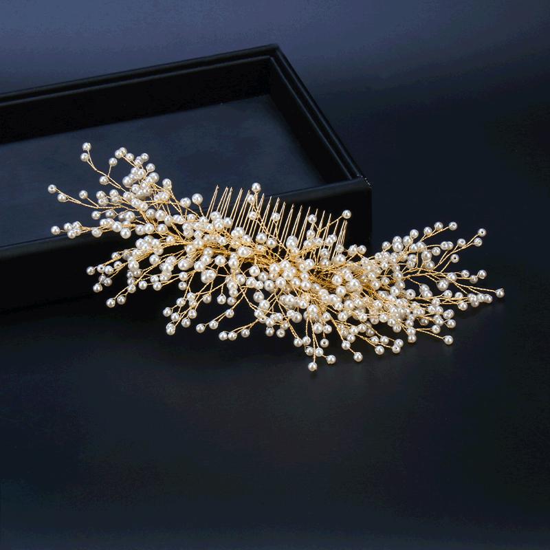 Korean-Japanese Bridal Hair Comb with Faux Pearls – Elegant Wedding & Performance Accessory