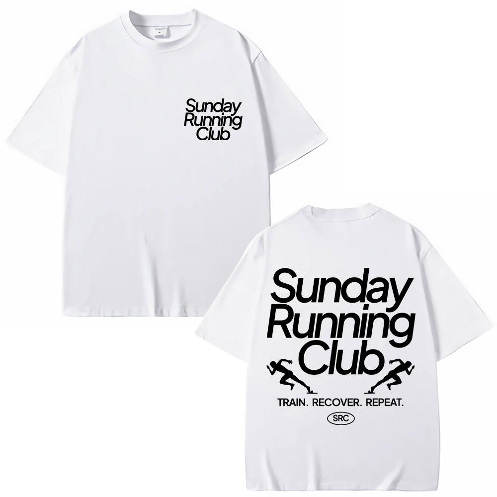 Sunday Running Club Graphic T-Shirts Men Women Sport Trendy Harajuku T Shirt Oversized Cotton Casual T Shirts