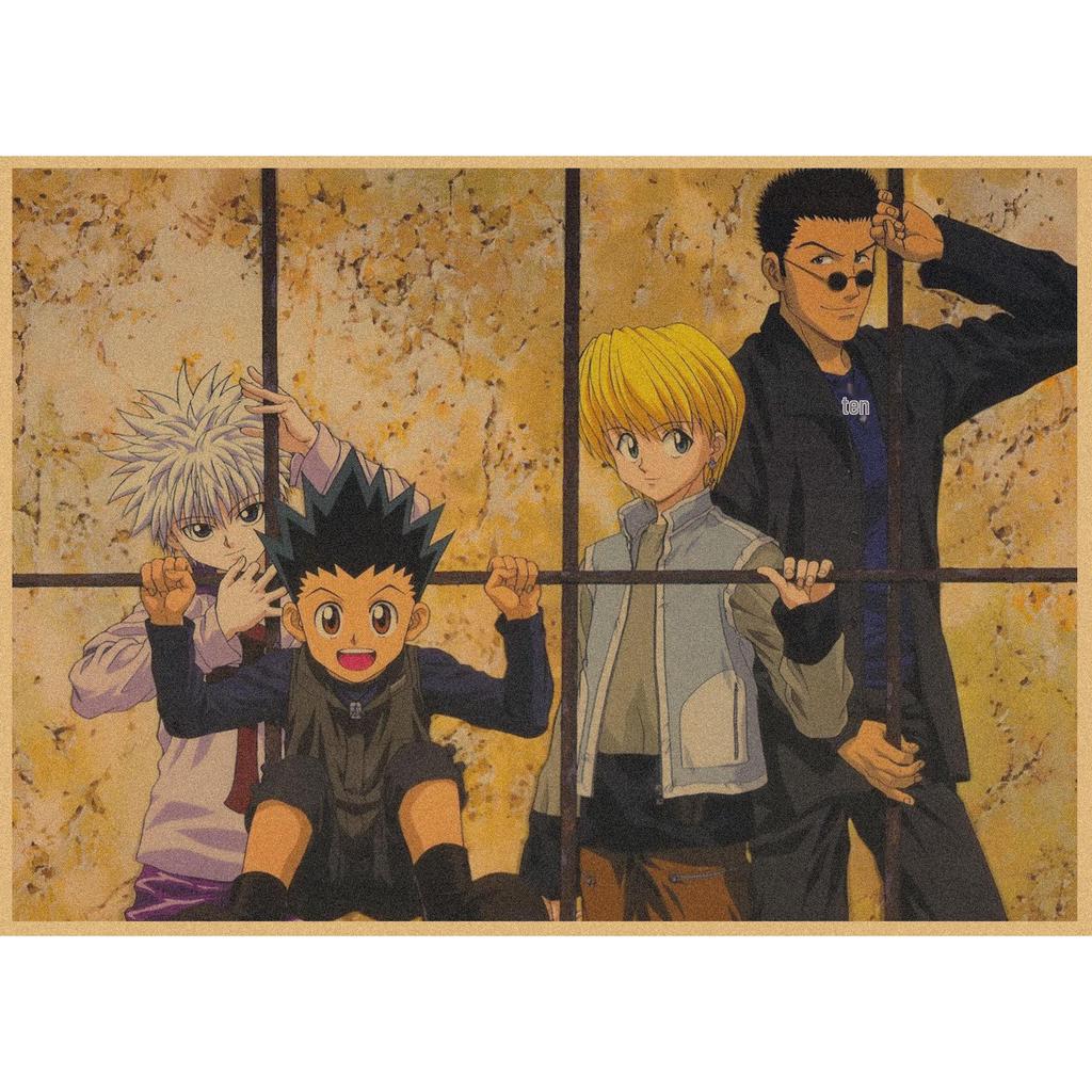 Retro Kraft Paper Wall Poster: Hunter X Hunter Japanese Anime Art for Bar & Cafe Decor