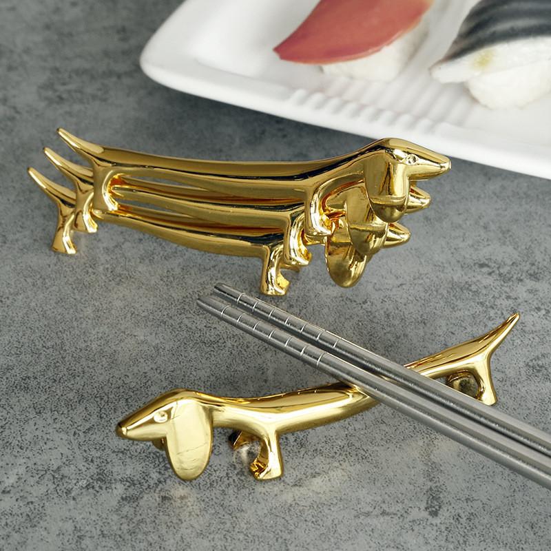Creative Animal Dog Chopsticks Holder Cutlery Bracket Stainless Steel Chopsticks Rest Dinner Table Supplies Kitchen Accessories