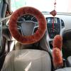 Car Steering Wheel Cover Gearshift Handbrake Cover Protector Decoration Warm Super Thick Plush Collar Soft Black Pink Women Man