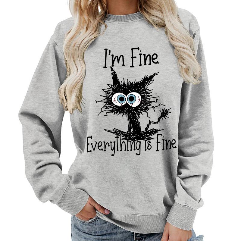 Weekends Printed Round Neck Women's Top Sweatshirt for Autumn Winter Casual Loose Fit Pullovers & Long Sleeves Women’s