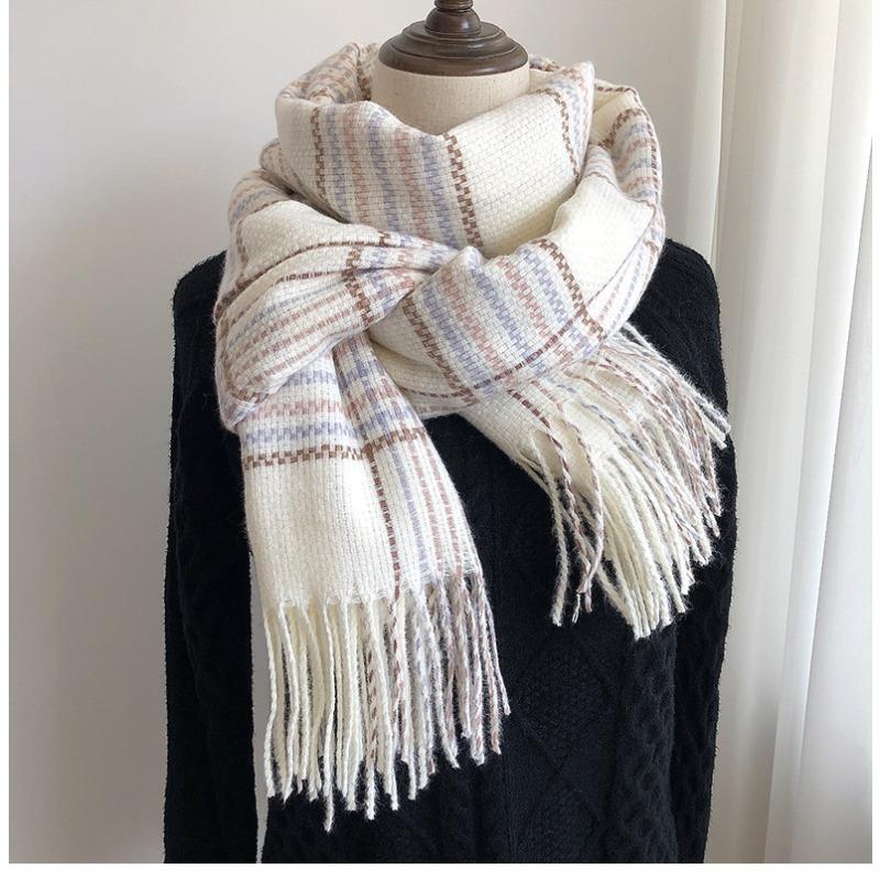 Imitation Cashmere Checkerboard Plaid Scarf for Men and Women European American Korean and Japanese Style Thickened Warm Tassel Shawl Scarf