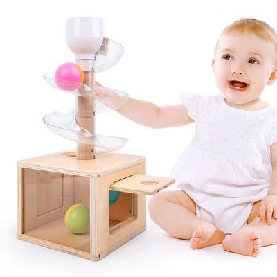 Montessori Oyuncakları Bebek Erken Eğitim Puzzle Dönen Parkur Yuvarlanan Top Kaydıraklı Top Ahşap Kule Oyuncak Seti 0-3 Yaş