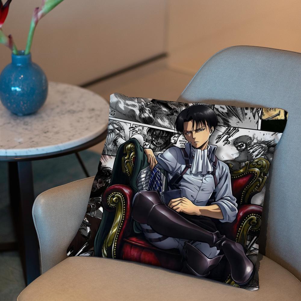 Levi Ackerman Attack On Titan Anime Cushion Cover 2-in-1 Reversible Plush Pillow Cover | Car/Sofa/Bed | Perfect Gift