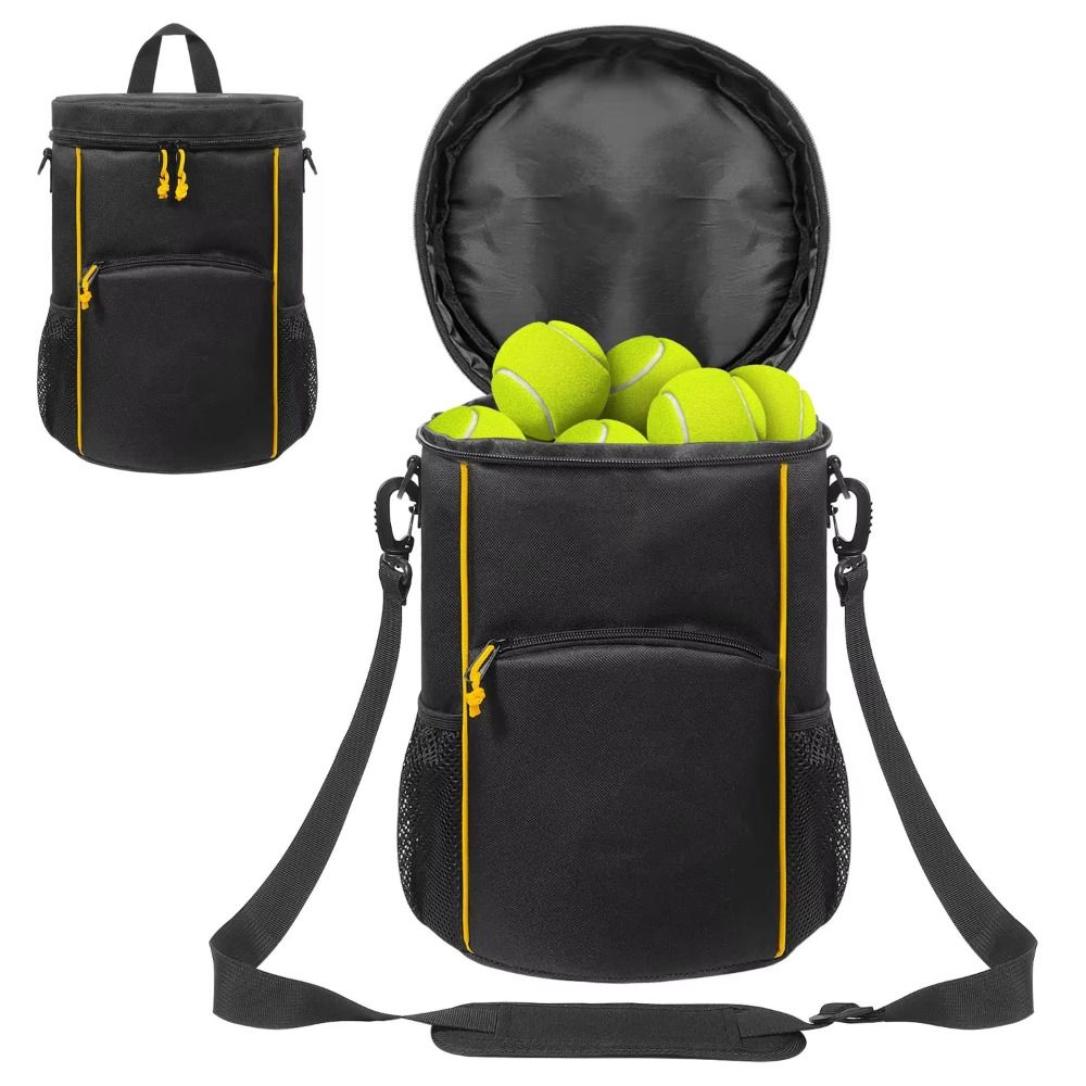 Two Way Zippers Tennis Storage Bag Shoulder Strap Tennis Balls Holder Bag  Racket Sports