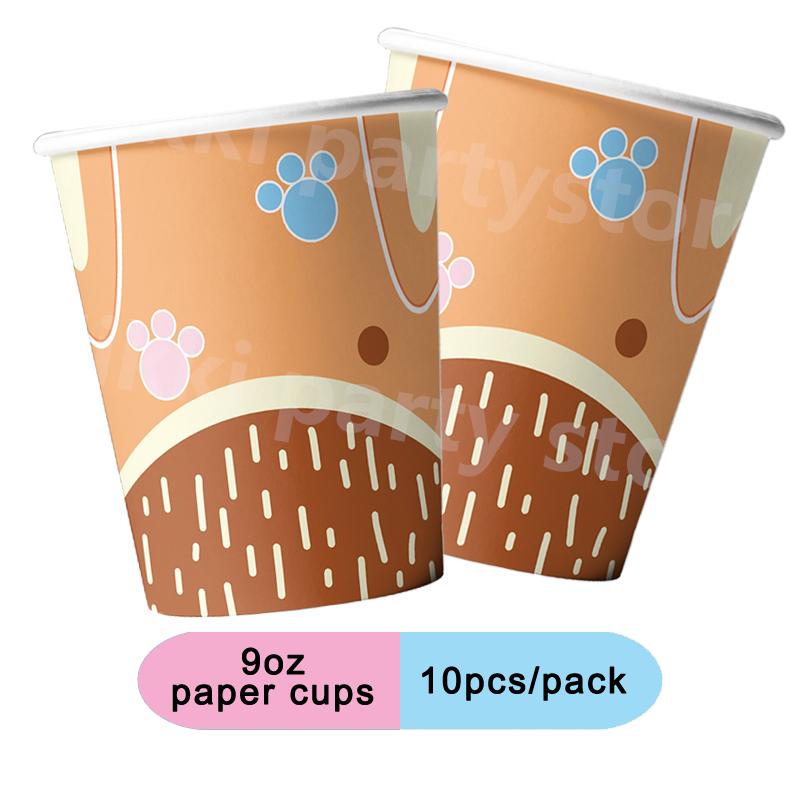 Cartoon Blue Dog Birthday Party Decoration Pink Dog Disposable Tablecloth Cup Bingo plate Baby Shower Kids Favors Party Supplies