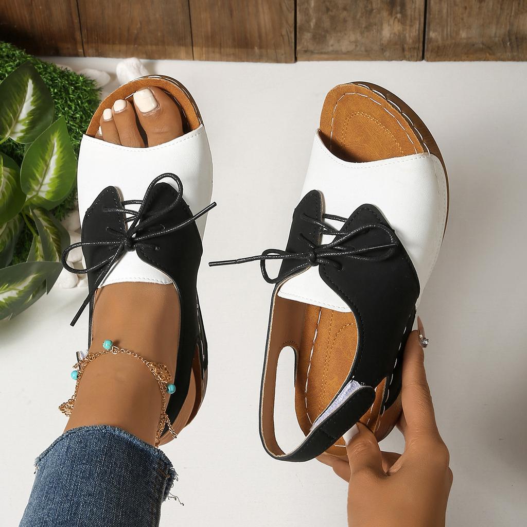 Šņorējamas zivju mutes sandales vasaras jaunas ar biezu zoli, uzvelkamas, ar apaļu purngalu, ar atvērtiem pirkstgaliem, ar Velcro pludmales sandales