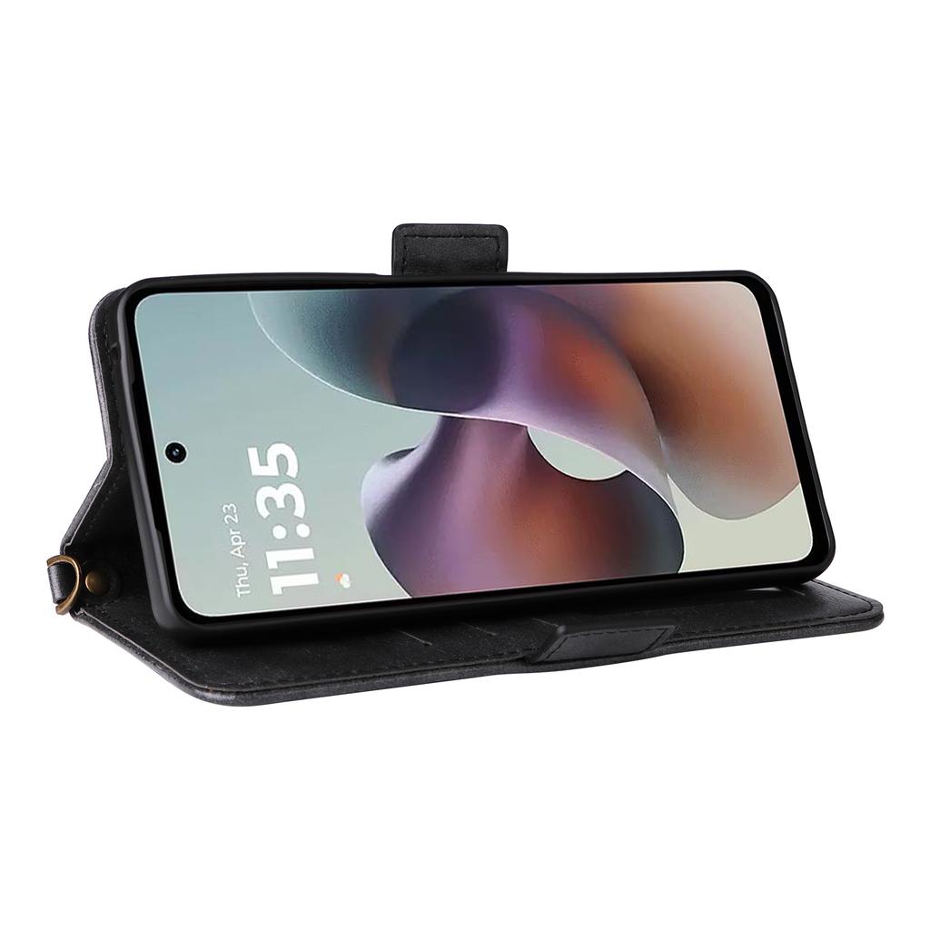 For Motorola Moto G56 5G Leather Case Magnetic Closure Wallet Stand Phone Cover with Crossbody Strap