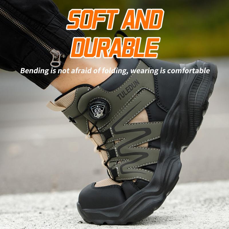 Rotating Button Safety Shoes Men Anti Slip Breathable Work Sneakers Steel Toe Shoes Puncture-Proof Indestructible Shoes Security