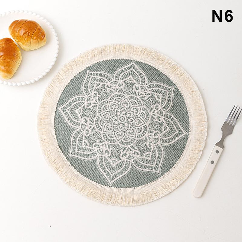 M-Round Placemat Cotton Tassel Antiskid Dining Table Mat Absorbent Insulation Dish Pad Desk Decoration And Accessories Plate Mug
