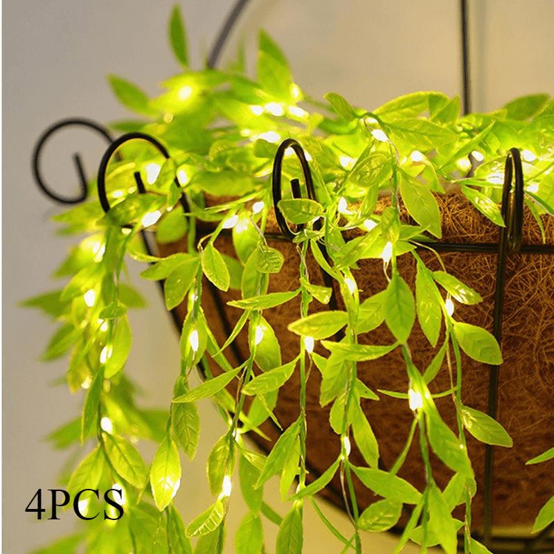 1~6 Pcs 2M 20 Lights USB Style Willow Curtain Lamp String Artificia Leaf Wrought Iron Basket Copper Wire Wedding Party Decor