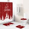 Christmas Waterproof Shower Curtain Four-Piece Combination Floor Mat Entrance Door Mat Bedroom Living Room Carpet