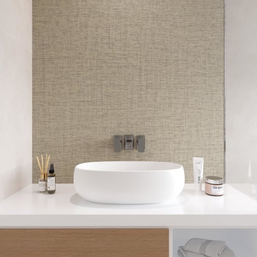 VEELIKE Wallpaper Stickers, Greige, Woven Fabric, Japanese Style, Rough Surface, 40cm Wide x 3m, Heat-Resistant, Waterproof, Peelable, Tabletop, Accen