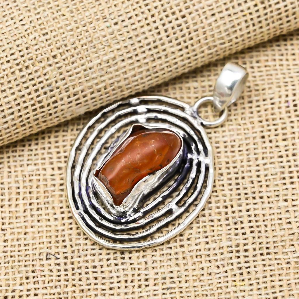 Wonderful Rough Carnelian Gemstone Jewelry 925 Sterling Silver Handmade Pendant