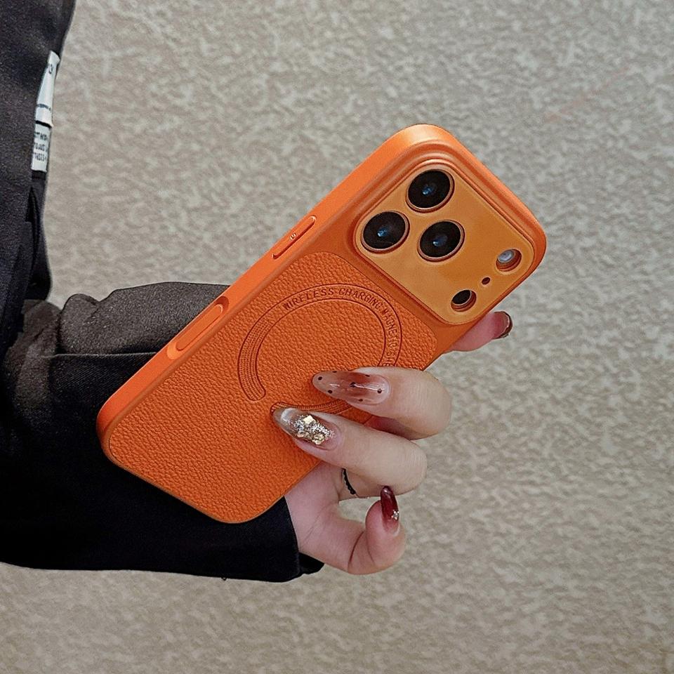 Official Leather Magnetic Phone Case For iPhone 17 Air 13 14 15 16 17 Pro Max Magsafe  Shockproof Hard Protector Cover