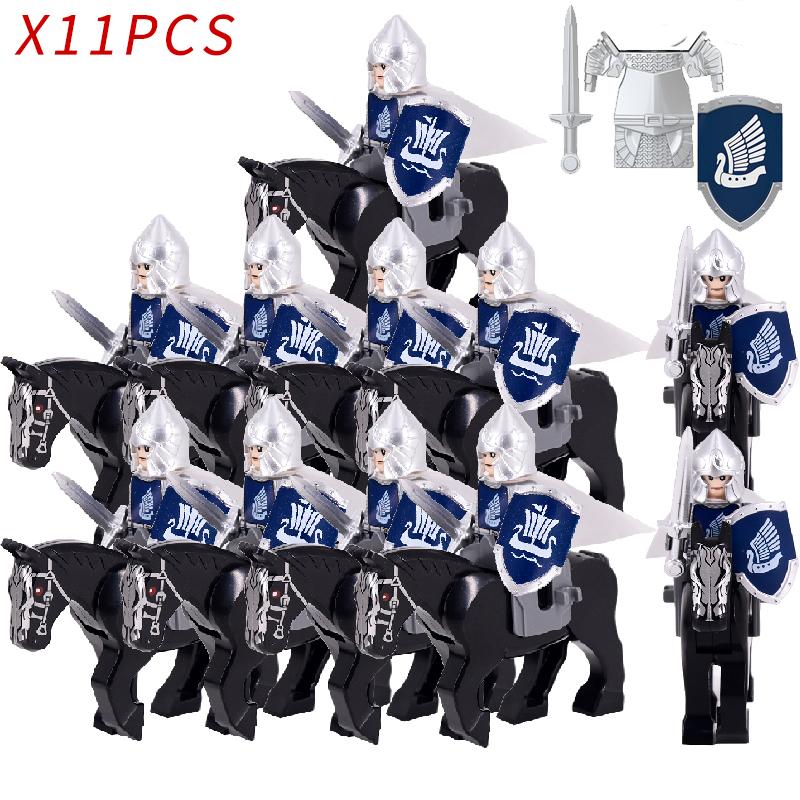 MOC LOTR Soldier Orcs Army Figures Armor Guard Warrior Archer Medieval Dol Amroth Knights Building Blocks Bricks Toys Gifts