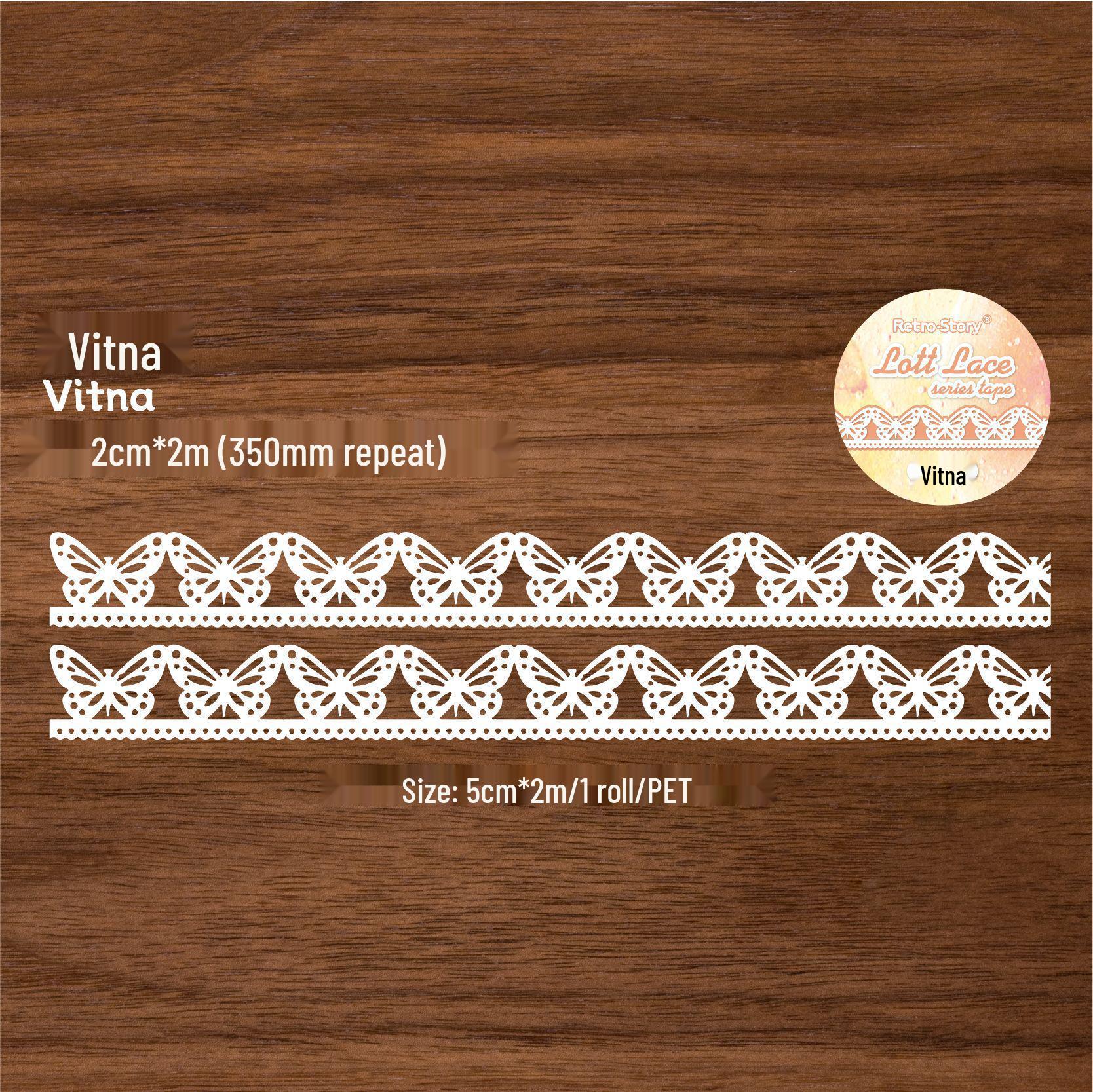 Lace Theme Retro Story Journal Decoration Tape - 8 Designs