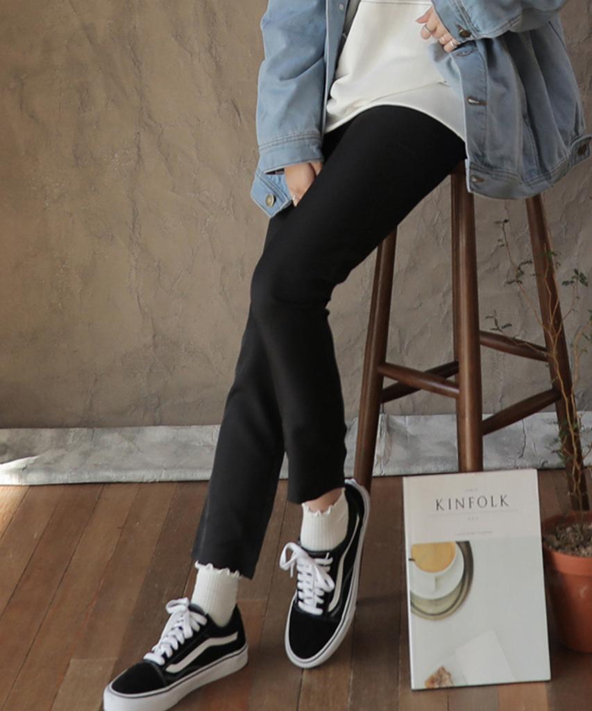 Ppaeppae Simple Back Elastic Straight Slacks