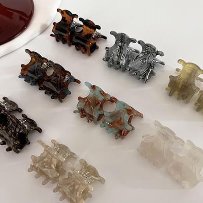 Elegant Gold Label Acetate Mini Hair Clip - Retro Style for Bangs