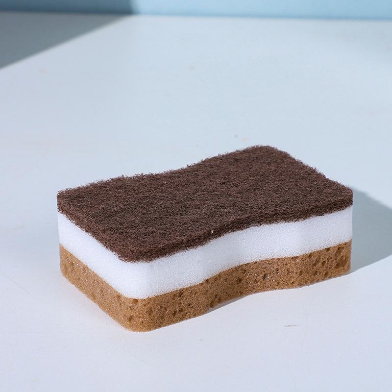 Double-Sided Triple-Layer Seaweed Sponge: Pot & Bowl Cleaning Brush