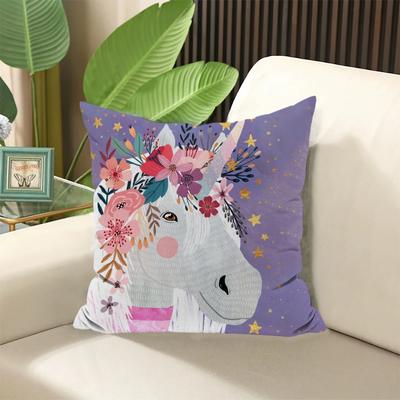 Tierischer Kissenbezug mit Blumenfreunden  ×  Gefüllte Kissen Dekorative Kissen für Sofa Kissenbezüge Elegante Raumbezüge Schlaf