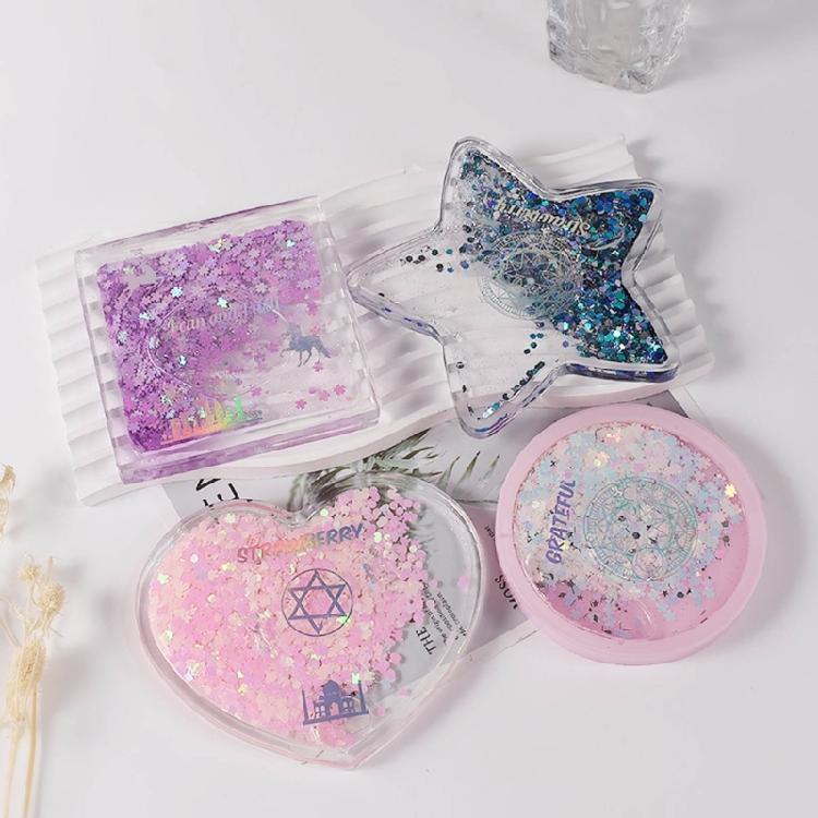 Heart Round-Star Silicone Resin Mold Coaster Shaker Epoxy Molds Quicksand