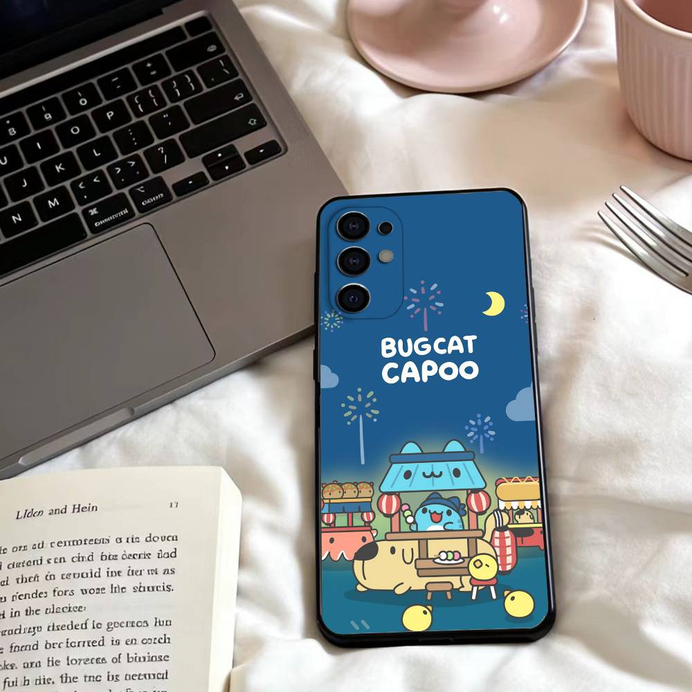 Cute B-Bugcat Capoo Phone Case For Samsung S25,24,23,22,30,21,10,9,Ultra,Plus,Lite,FE,4,5 G Soft Black Case
