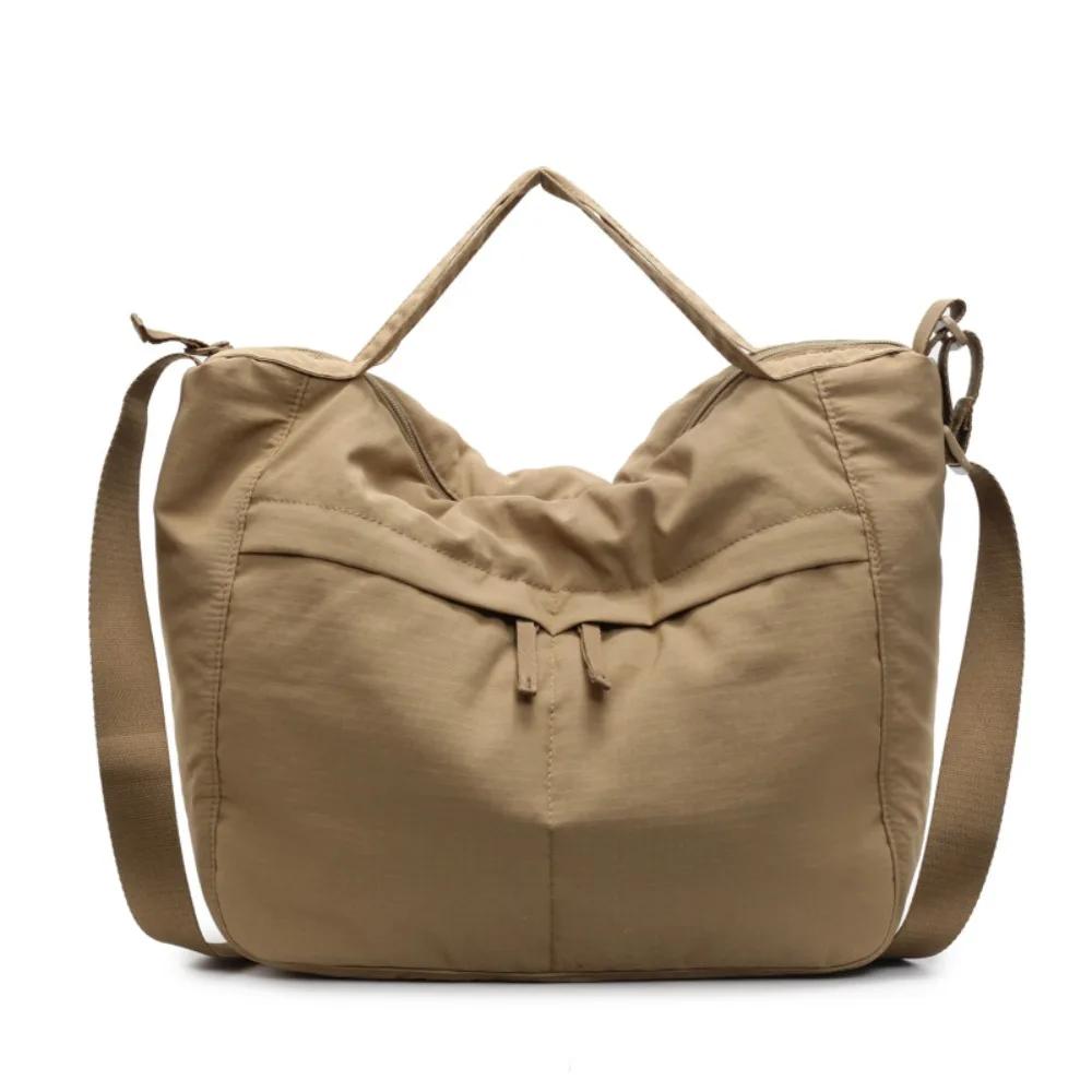 Solid Nylon Totes Bag Versatile Large Capacity Overlarge Drawsting Bag Light Weight Casual Women's Commutting