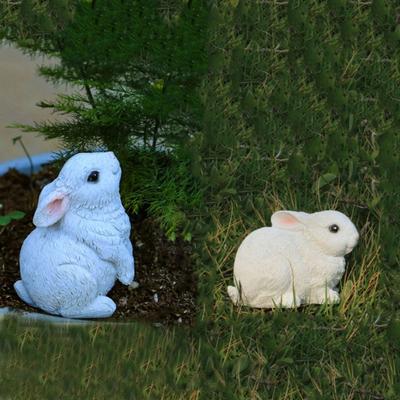 3pcs Crafts Resin Bunny Figurines Cute Lovely Animal Sculptures Vivid Waterproof Miniature Rabbit Statue Cabinet