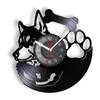 Siberian Husky Vinyl Record Wall Clock Silent Non Ticking Dog Paw Pet Shop Vintage Art Decor Dog Breed Husky Dog Owner Gift Idea
