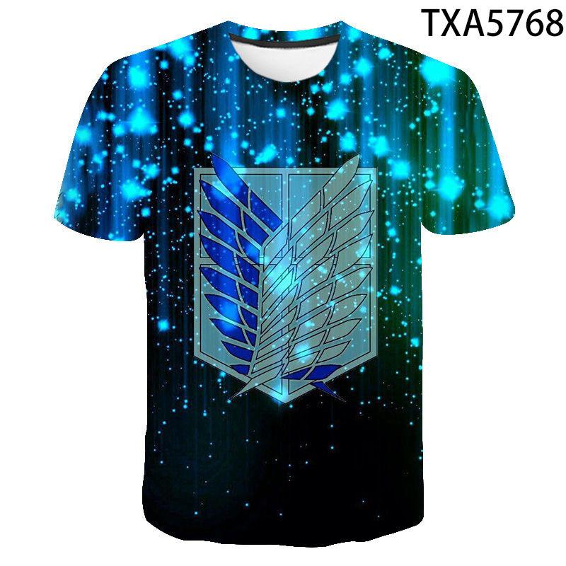 Attack on Titan 3D Pattern T-Shirt for Anime Fans, Stylish Cartoon Tops, Lightweight Polyester Casual Streetwear Clothes