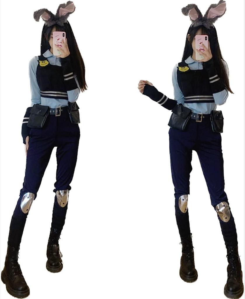 Lavender Judy Cosplay Costume, Halloween and Christmas Costume, Police Uniform, Size S