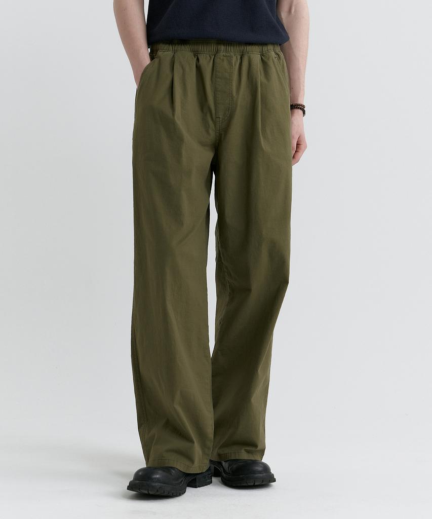 MAGOODGAN Farburn 4419 Linen-Like Wide Fit Khaki Elastic Waist Easy Pants