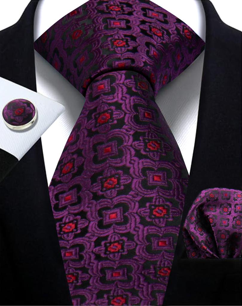 Mens Tie Paisley Jacquard Woven 8Cm Formal Business Wedding Necktie Pocket Square Set Suit Cravat High Quality Handmade Gravata