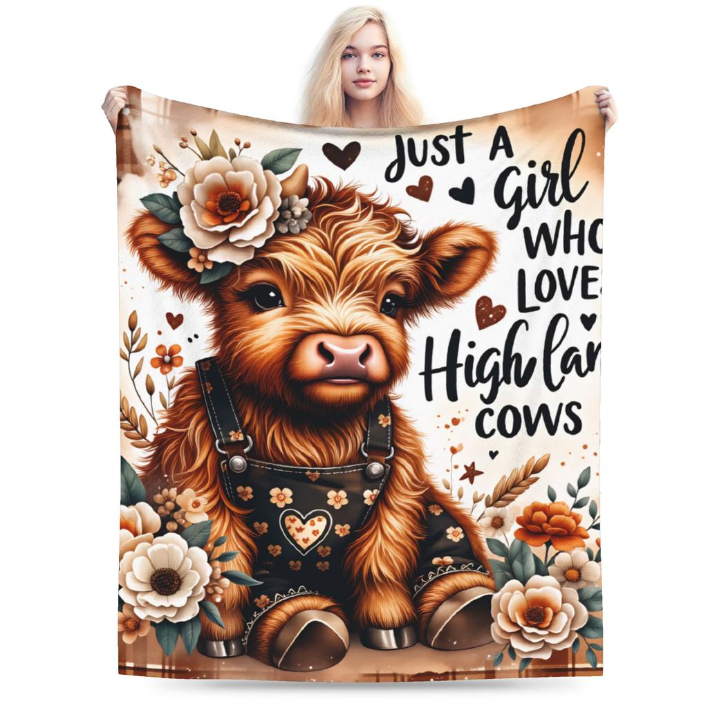 Soft Blanket Girls Boys Decorative Highland Cow Themed Throw Blanket  Flannel Bedspread For Outdoor Funny Sofa Bed Cover