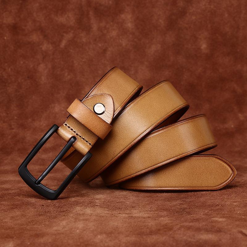 

Fashion Trend Black Pin Buckle Belt Men S Leather First Layer Cowhide Youth Simple Casual Versatile Casual Pants Belt 125cm