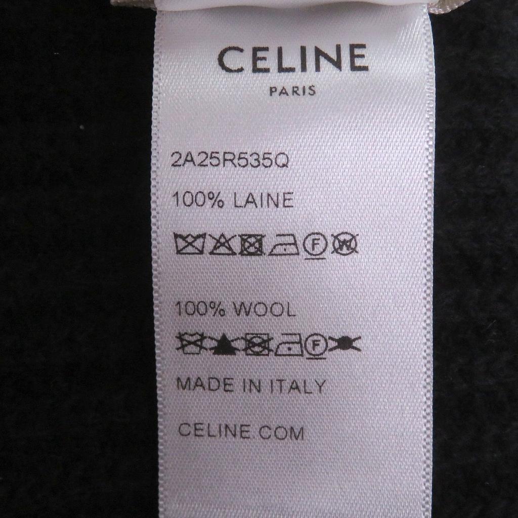 Excellent CELINE Knit cap Logo patch black wool mens 2A25R535Q Used
