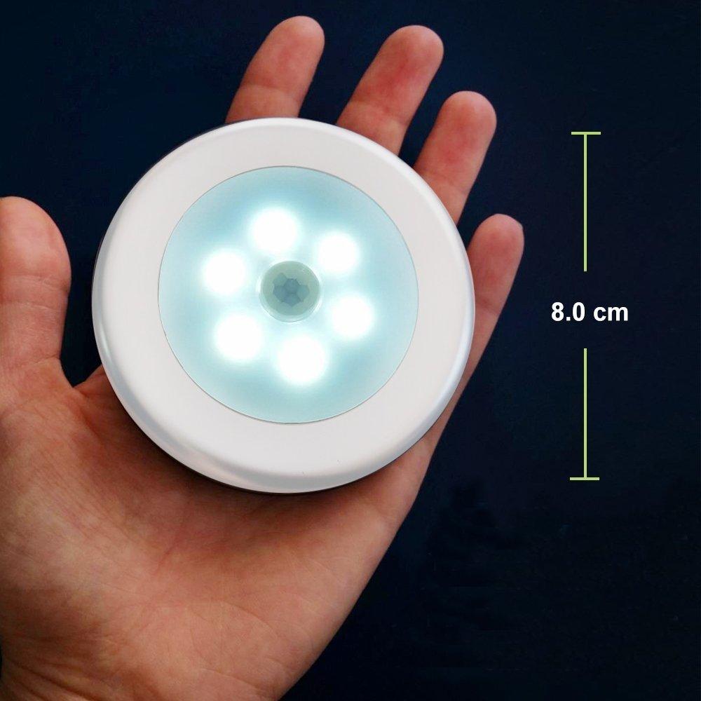 Latest AMIR Motion Sensor Battery Operated LED Light with 3M Tape and Indoor Night Light Light, Magnet, Wireless, Compact, (White)