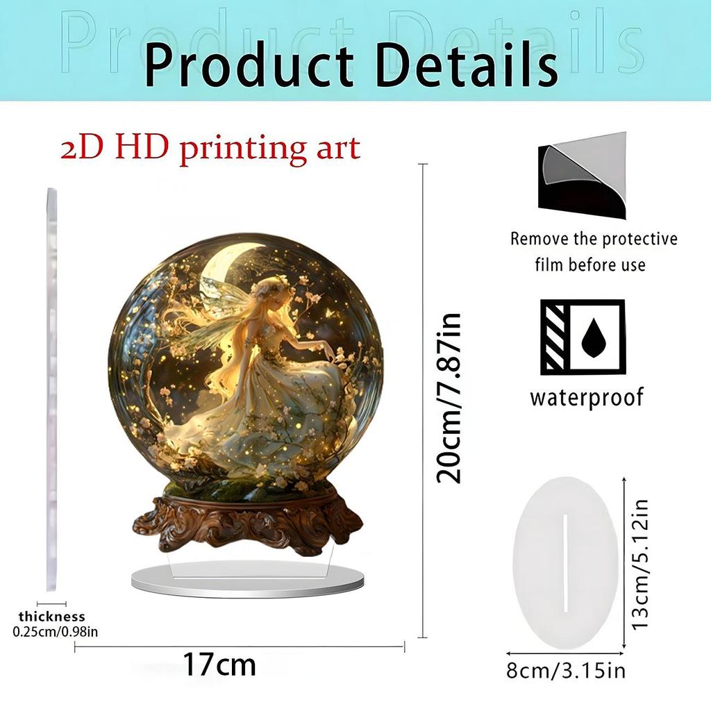 Fairy Tale Flower Fairy & Unicorn 2D Acrylic Ornament for Home Decor