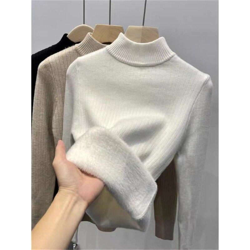 Mote Tykk Vinter Turtleneck Genser Uformell myk genser Langermet bunnoverdeler Solid Pull kvinnelige gensere 29028