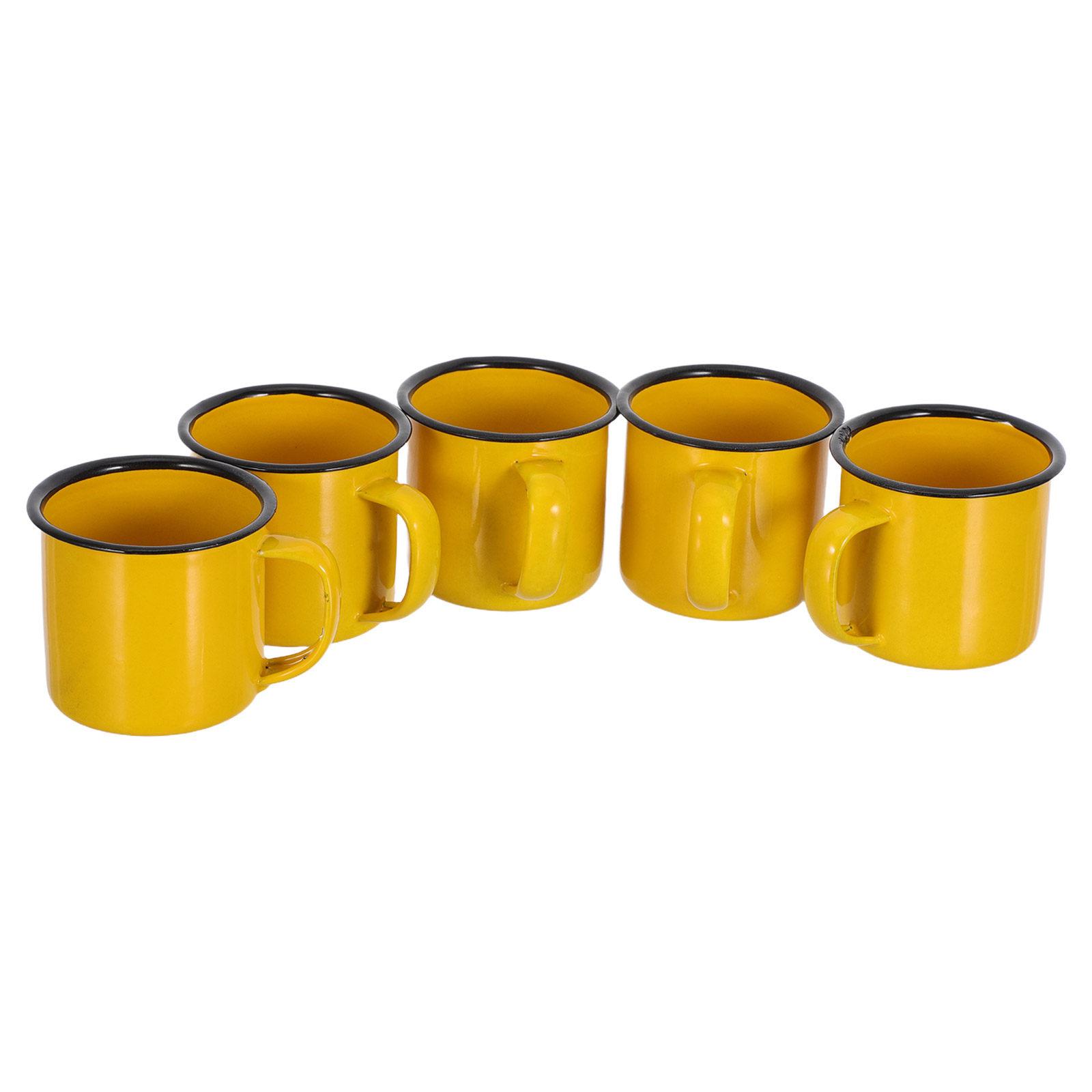 

5pcs Yellow Enamel Mug 150ml Vintage Enamel Camping Mugs Camping And Picnic Enamel Cups Suitable For Picnic Camping Fishing 150ml
