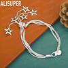 925 Sterling Silver Tassel Hollowed-out Five-pointed Star Side Chain Beautiful Bracelet Gift Jewelry