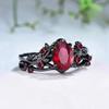 1Pc Exquisite Black Color Round Flower Red Stone Rings For Women Jewelry Anniversary Rings Gift