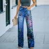 2026 Summer New Printing European and American Style Cross-border 3D Trend Jeans Loose Casual Straight Wide-leg Trousers Women