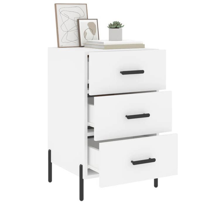 Table de chevet - Maison Exclusive - Blanc - Bois d'ingénierie 40x40x66 cm - Tiroirs spacieux