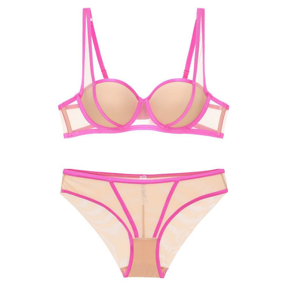 French Underwear Sexy Smooth Color Contrast Straps Gather Underwear Small Chest Big Anti-sagging Bra Cover