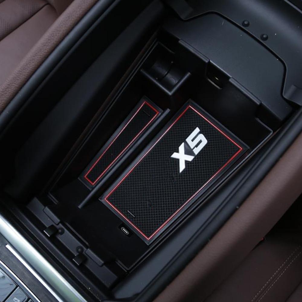 AAAOX1 For BMW 2019 2020 2021 2022 X5 G05 X6 G06 X7 G07 1Pc ABS Inner Armrest Storage Box Decoration Cover Trim Plastic Car Accessories