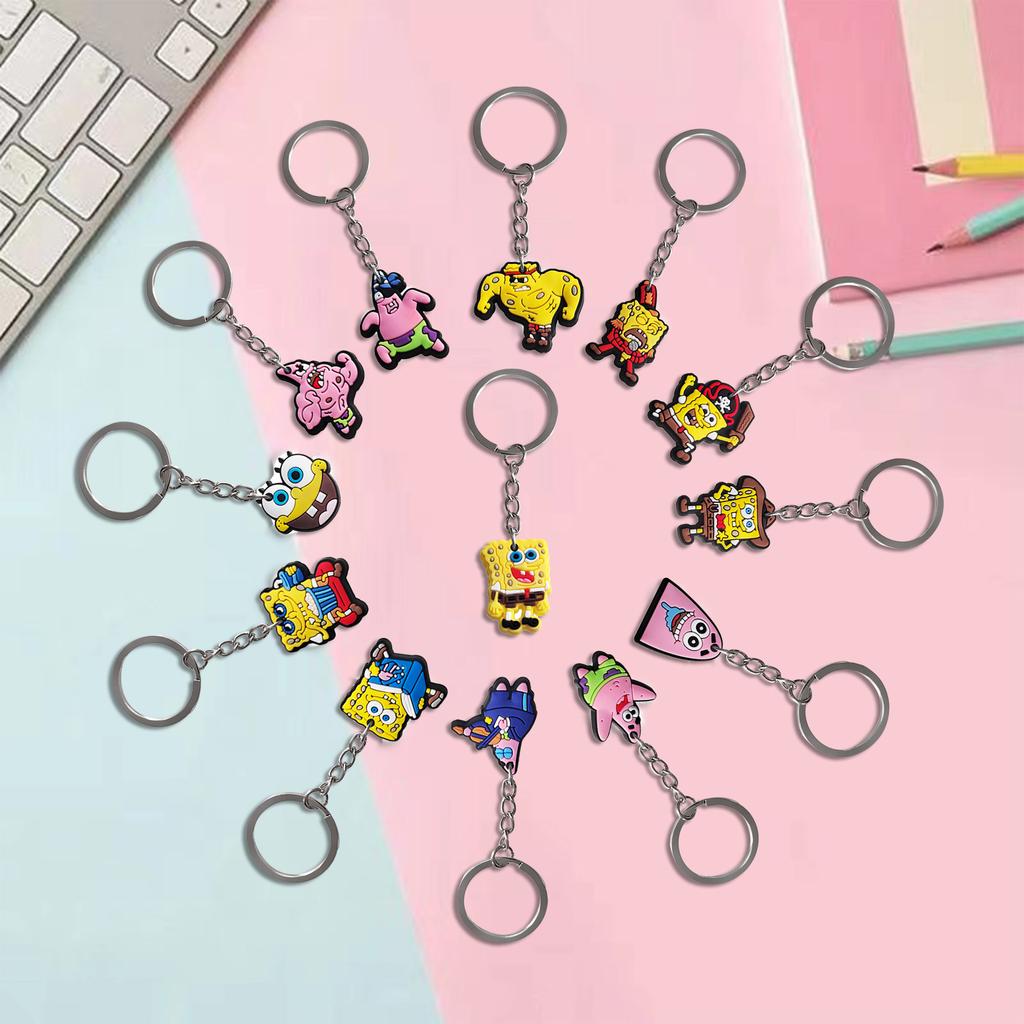 Spongebob Keychain Party Favors Pendant Bag Keychain Accessories Birthday Party Gift Bag Filling Material Christmas Supplies