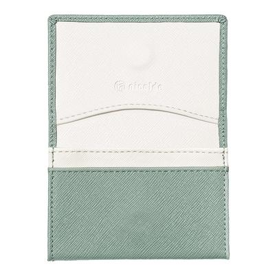 [nicolde] Women's Business Card Holder, Muted Leather, Holds 50 Cards, Convenient Card Case with Magnetic Closure (Pistachio Green)
